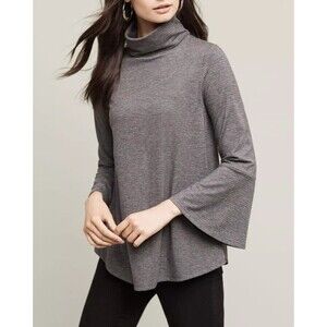 Anthropologie Postmark Bell Sleeve Rainbow Stripes Turtleneck Shirt Top Medium